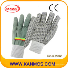 Blanco punto de PVC puntos de trabajo de seguridad industrial guantes de algodón (41007)